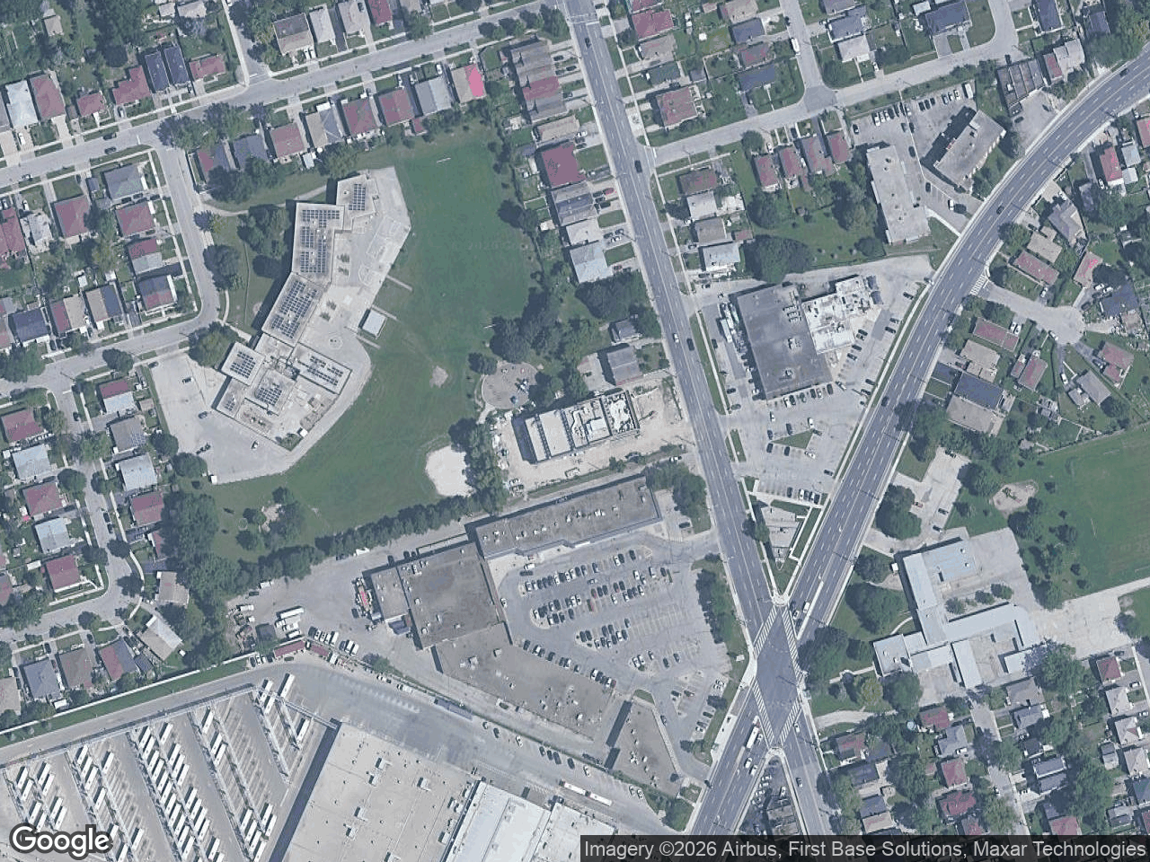 Aerial view of Albert Campbell Library
