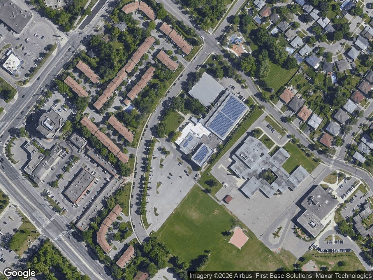 Aerial view of Burnhamthorpe Community Centre