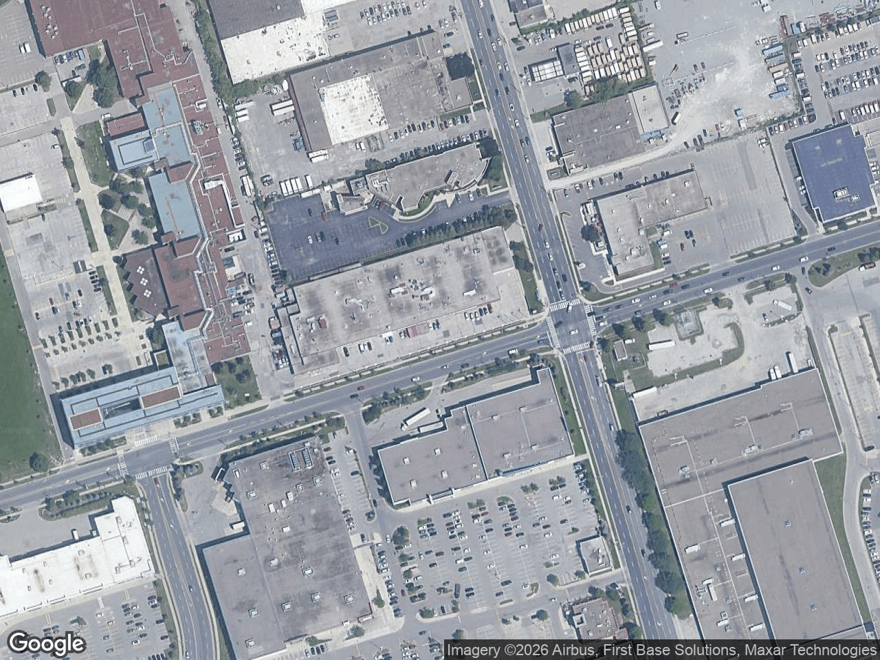 Aerial view of Centennial College – Library Addition, Parking Lot and Servicing Improvements