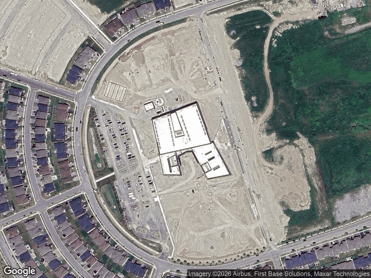 Aerial view of East Gwillimbury Health and Active Living Plaza