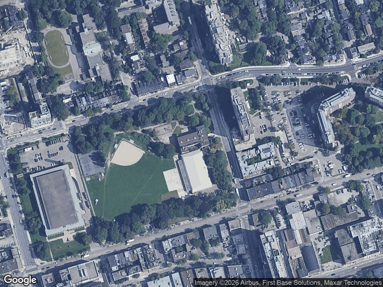 Aerial view of John Innes Community Recreation Centre