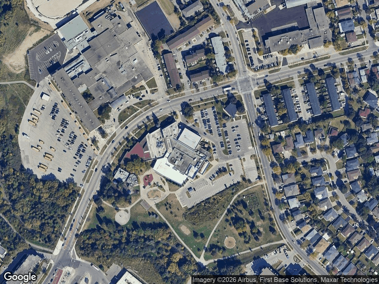 Aerial view of Malton Community Centre – Aquatic Centre Addition, Parking Lot and Servicing Improvements