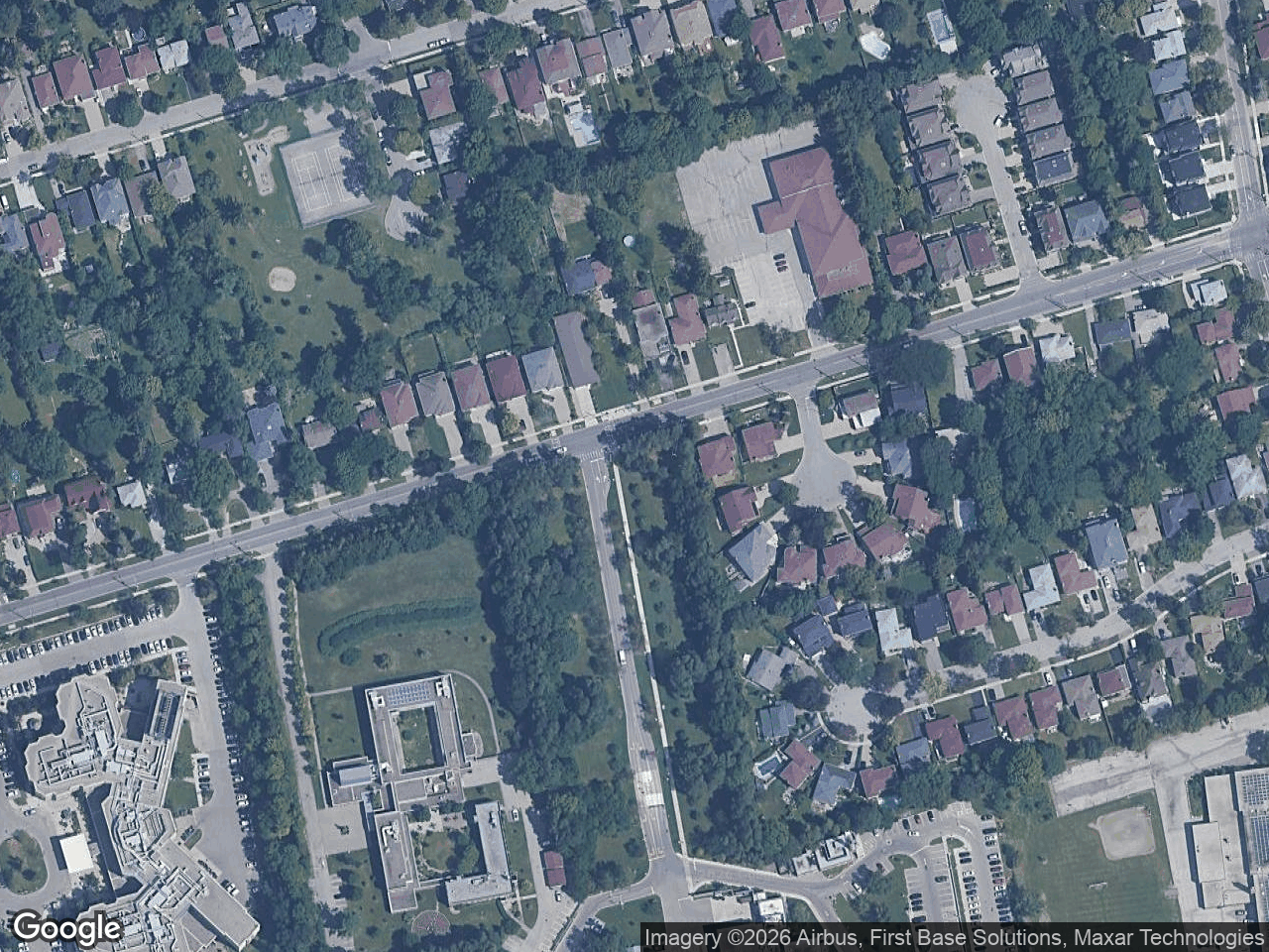 Aerial view of St John's Rehabilitation Centre – Ambulatory Care Centre Addition, Parking Lot and Servicing Improvements