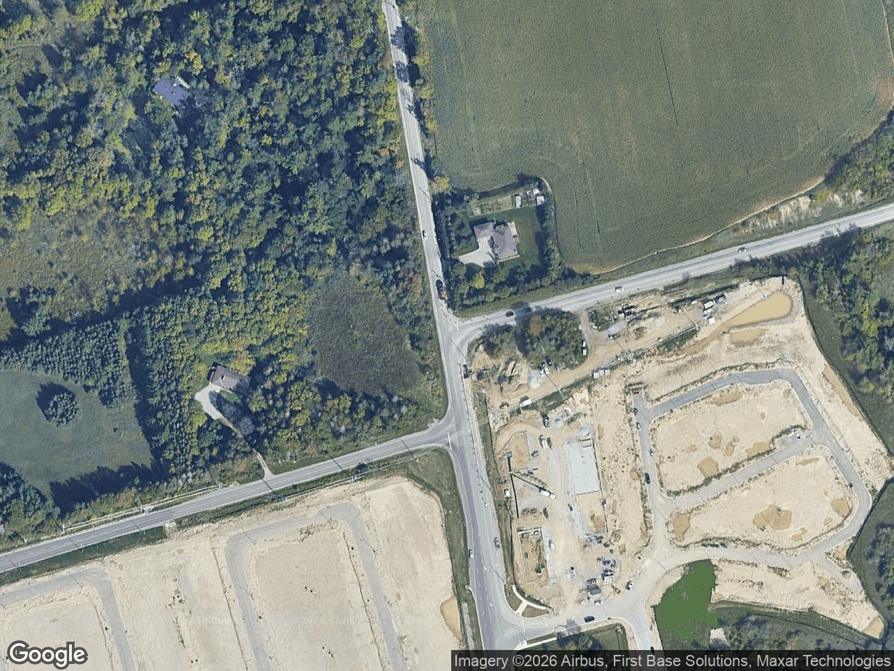 Aerial view of Teston Road & Pinevalley Drive Residential Subdivision