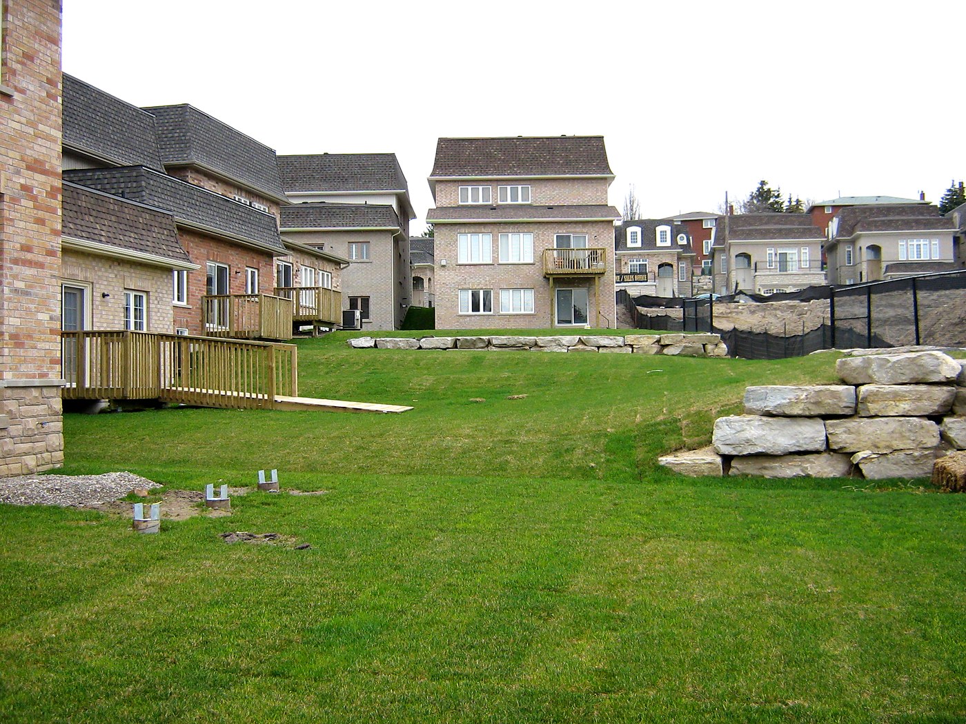 Rear yards with armourstone retaining walls