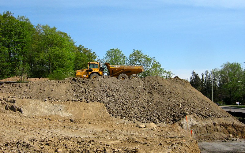 Earthwork and fill operations during site construction