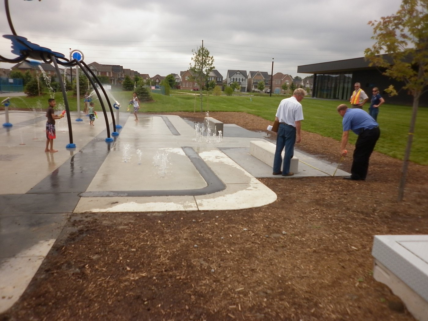 Audley Recreation Centre splash pad drainage construction