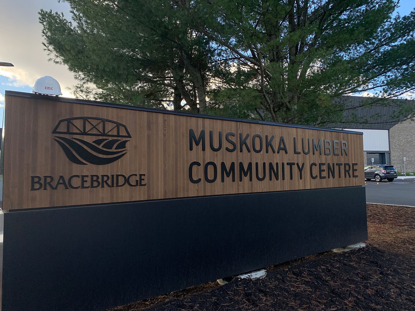 Muskoka Lumber Community Centre entrance sign