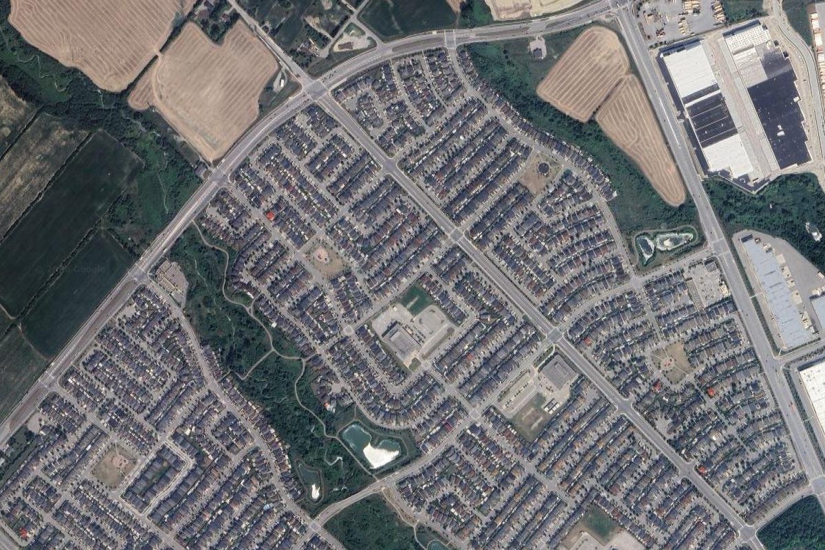 Cachet Estates – Aerial view of residential subdivision at Castlemore and Clarkway Drive