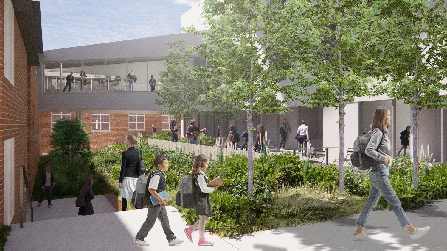 Exterior courtyard concept for Cockwell Hall at Appleby College