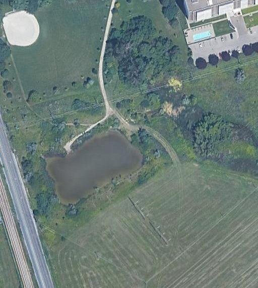 Aerial view of McGregor Park Branch Library area on Lawrence Avenue East