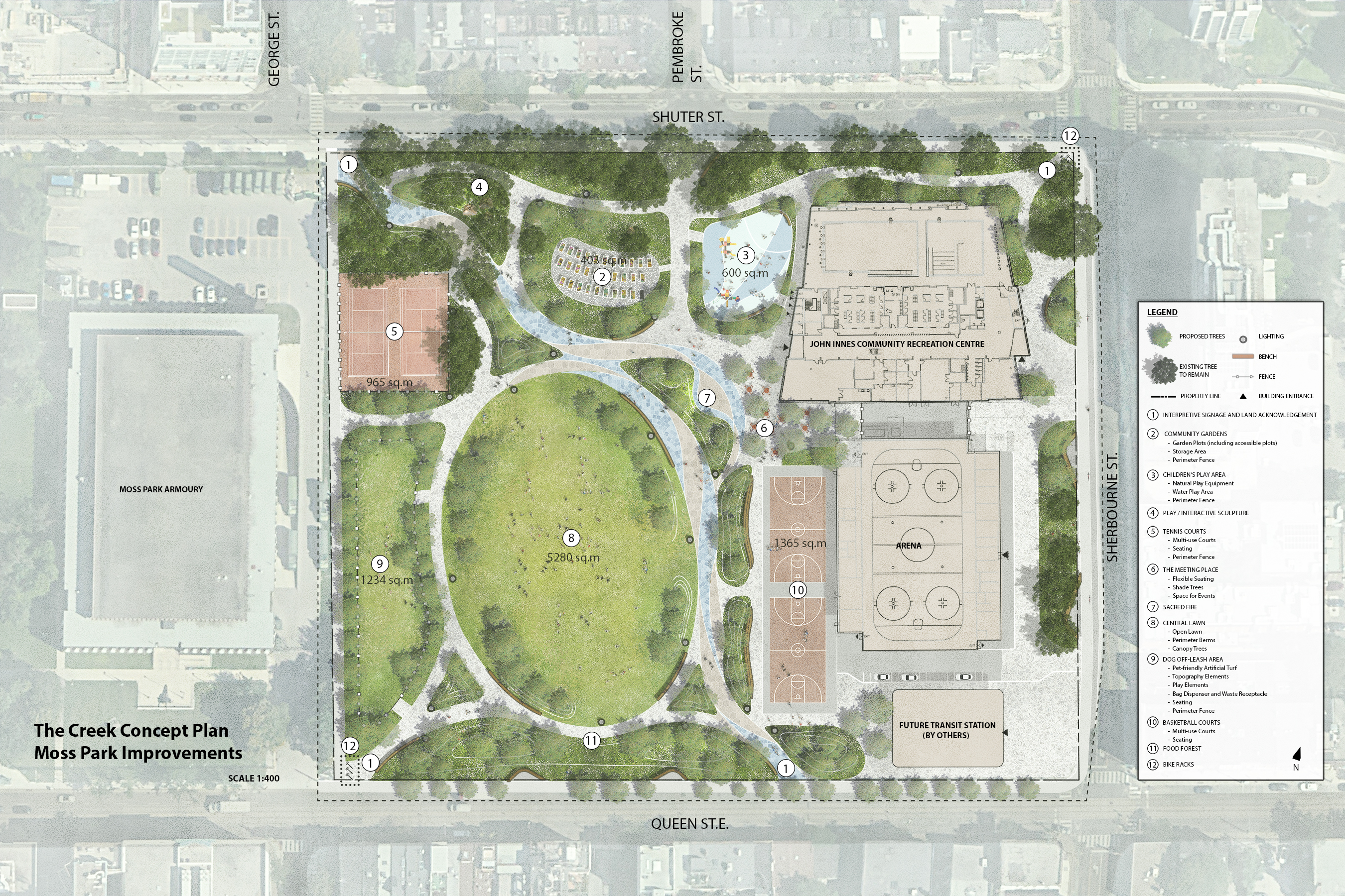Preferred site plan for the Moss Park improvements