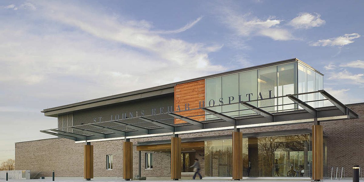 St John's Rehabilitation Centre – Ambulatory Care Centre Addition, Parking Lot and Servicing Improvements – main entrance canopy