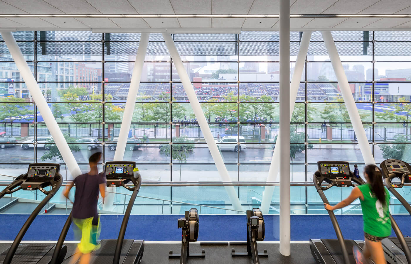 University of Toronto - Goldring Centre – Interior gym with floor-to-ceiling glass